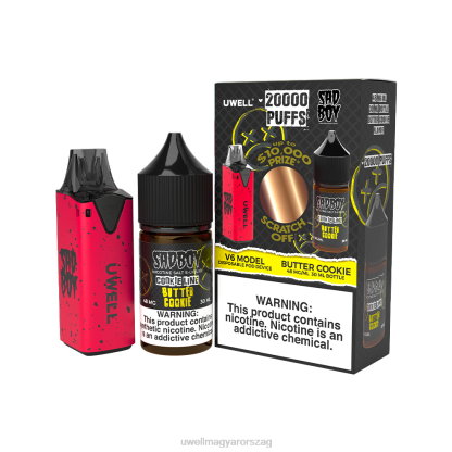 UWELL Budapest - UWELL V6 eldobható eszköz + apupára 30 ml gyümölcslé - kollab köteg clr: red/flv: vajas süti 48mg 66RL212