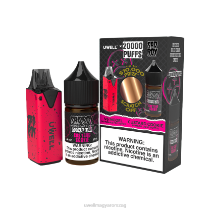 UWELL E Cigi - UWELL V6 eldobható eszköz + apupára 30 ml gyümölcslé - kollab köteg clr: piros/flv: pudingos süti 48mg 66RL213