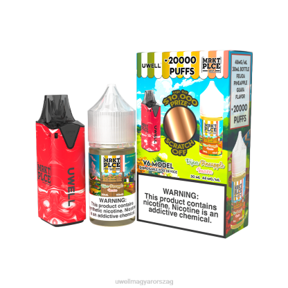 UWELL Online Shop - UWELL V6 eldobható eszköz + apupára 30 ml gyümölcslé - kollab köteg clr: red/flv: feijoa ananász guava 48mg 66RL207