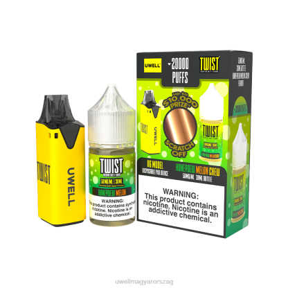 UWELL Online Shop - UWELL V6 eldobható eszköz + apupára 30 ml gyümölcslé - kollab köteg clr: sárga/flv: mézharmat dinnye rágó 50mg 66RL217