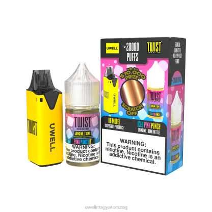 UWELL Vape Price - UWELL V6 eldobható eszköz + apupára 30 ml gyümölcslé - kollab köteg clr: sárga/flv: jeges rózsaszín puncs 50mg 66RL218